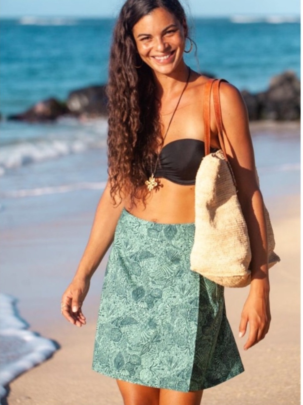 Rip Skirt Hawaii Wailea Green Style 2 Quick Beach Wrap S